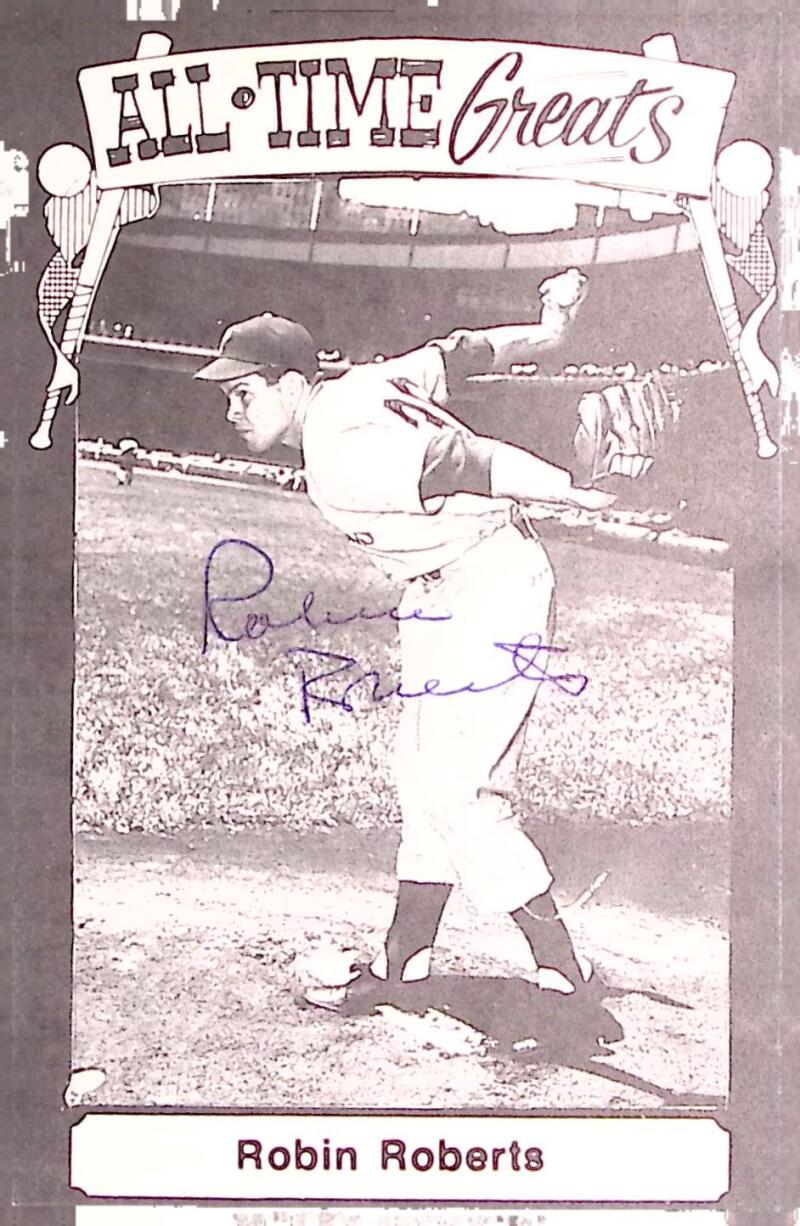 Robin Roberts Phillies Signed Autographed 3.5x5.5 Photo Card JSA Authentic Image 1