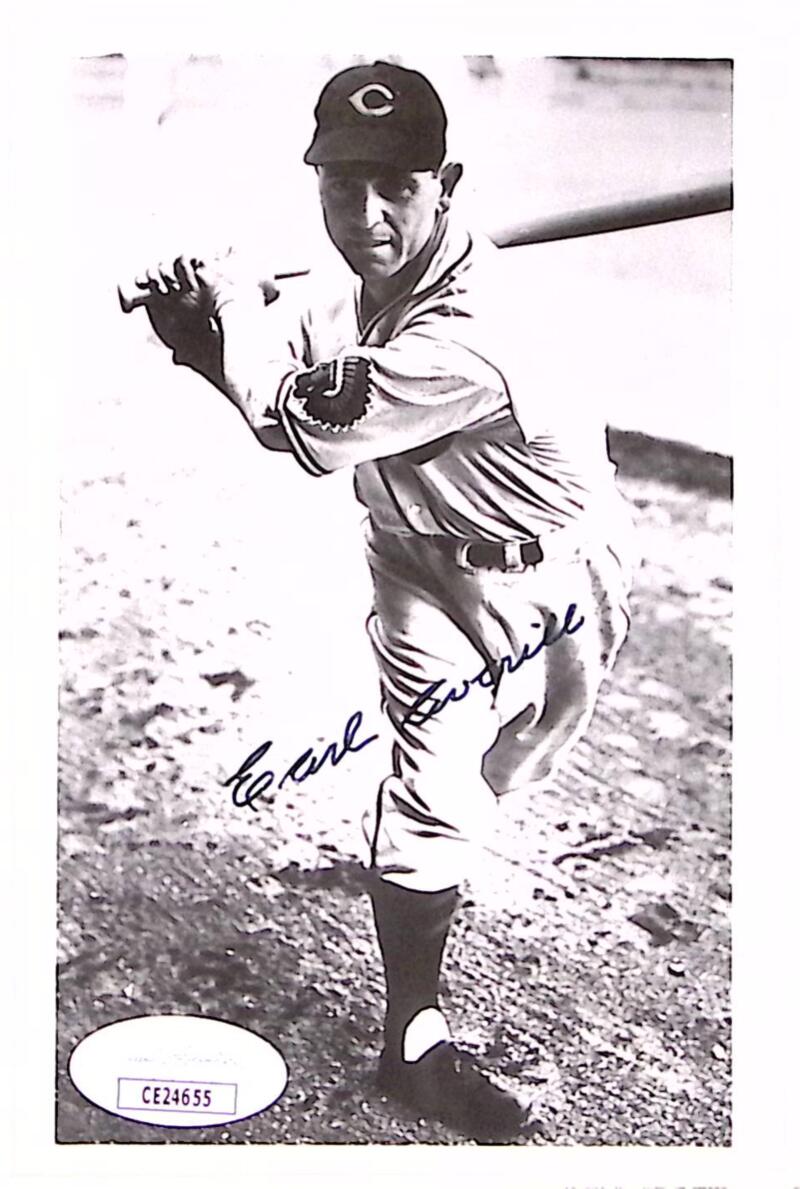 Earl Averill Reds Signed Autographed 3.5x5.5 Photo Post Card JSA Authentic Image 1
