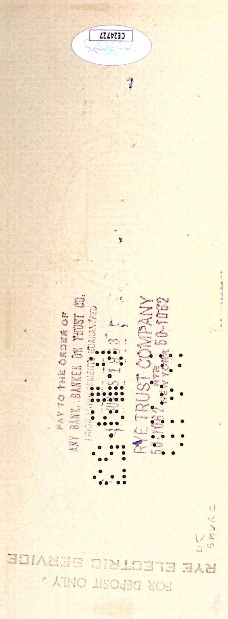 Ed Barrow Red Sox Signed Autographed Rye National Bank Check JSA Authentic Image 2