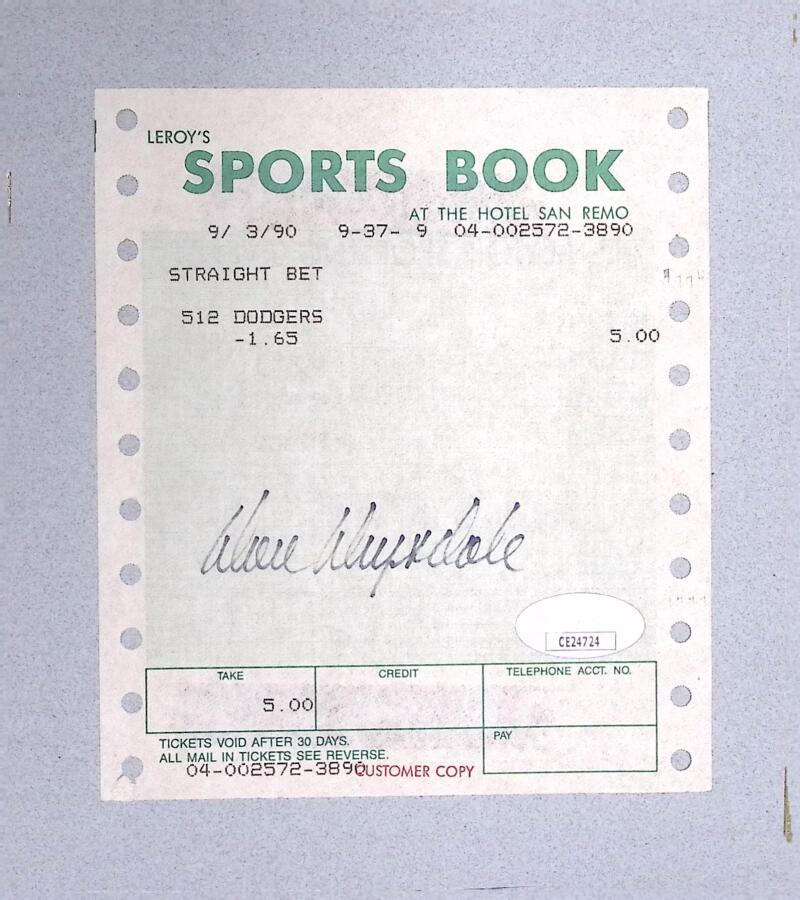 Don Drysdale Dodgers Signed Autographed Sports Book Ticket Receipt JSA Authentic Image 1