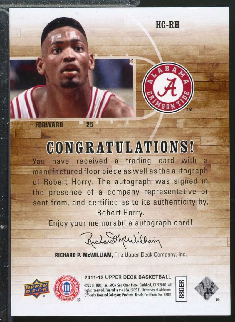Robert Horry Card 2011-12 SP Authentic Home Court Signatures #HCRH  Image 2