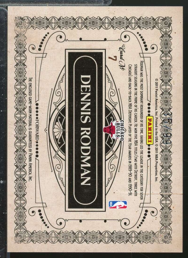 Dennis Rodman Card 2010-11 Panini Gold Standard Golden Age Materials #7  Image 2