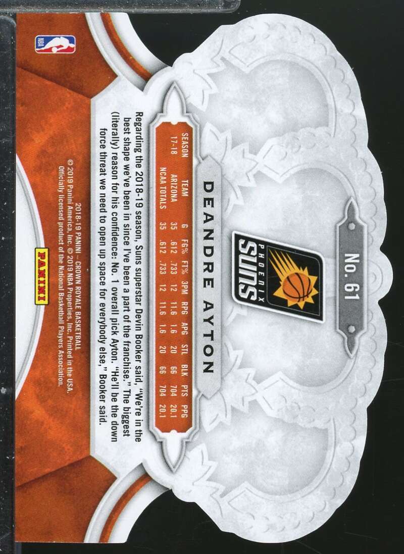 Deandre Ayton Rookie Card 2018-19 Crown Royale #61  Image 2