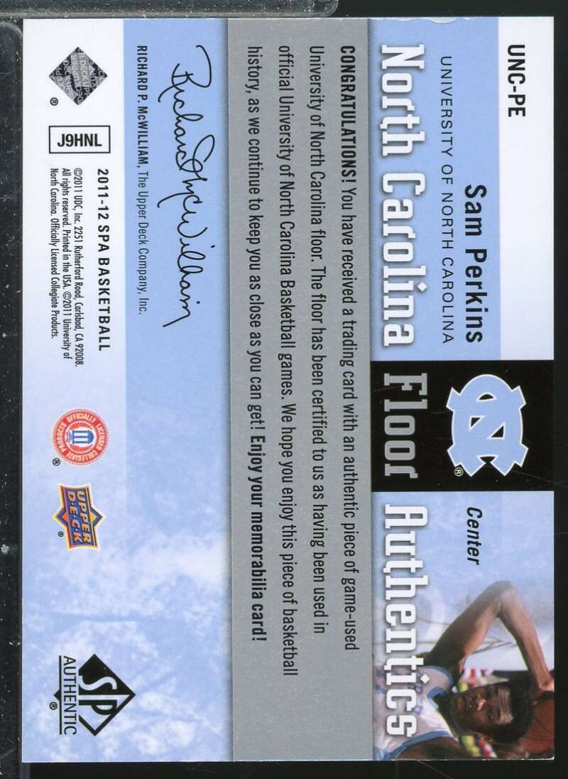 Sam Perkins Card 2011-12 SP Authentic North Carolina Floor #UNCPE  Image 2