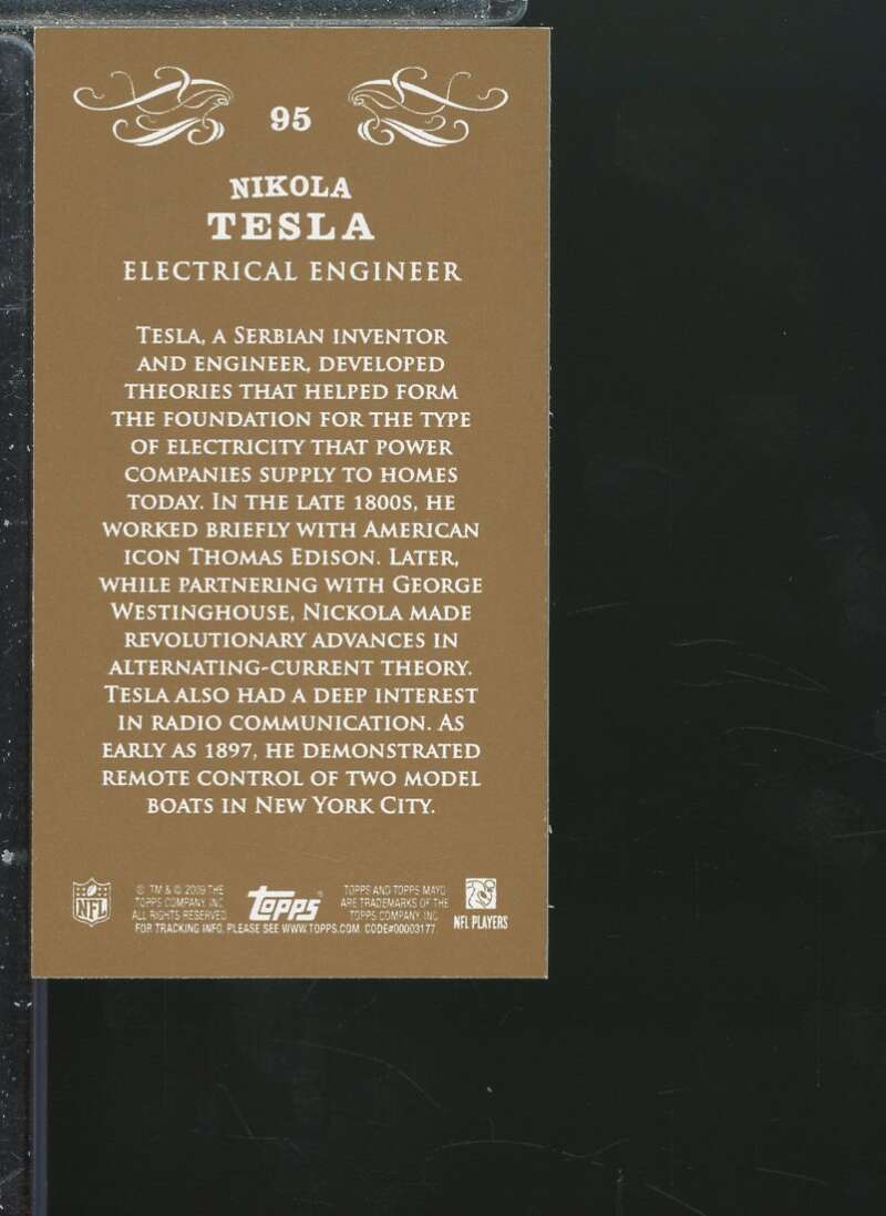 Nikola Tesla engineer Card 2009 Topps Mayo Mini #95  Image 2