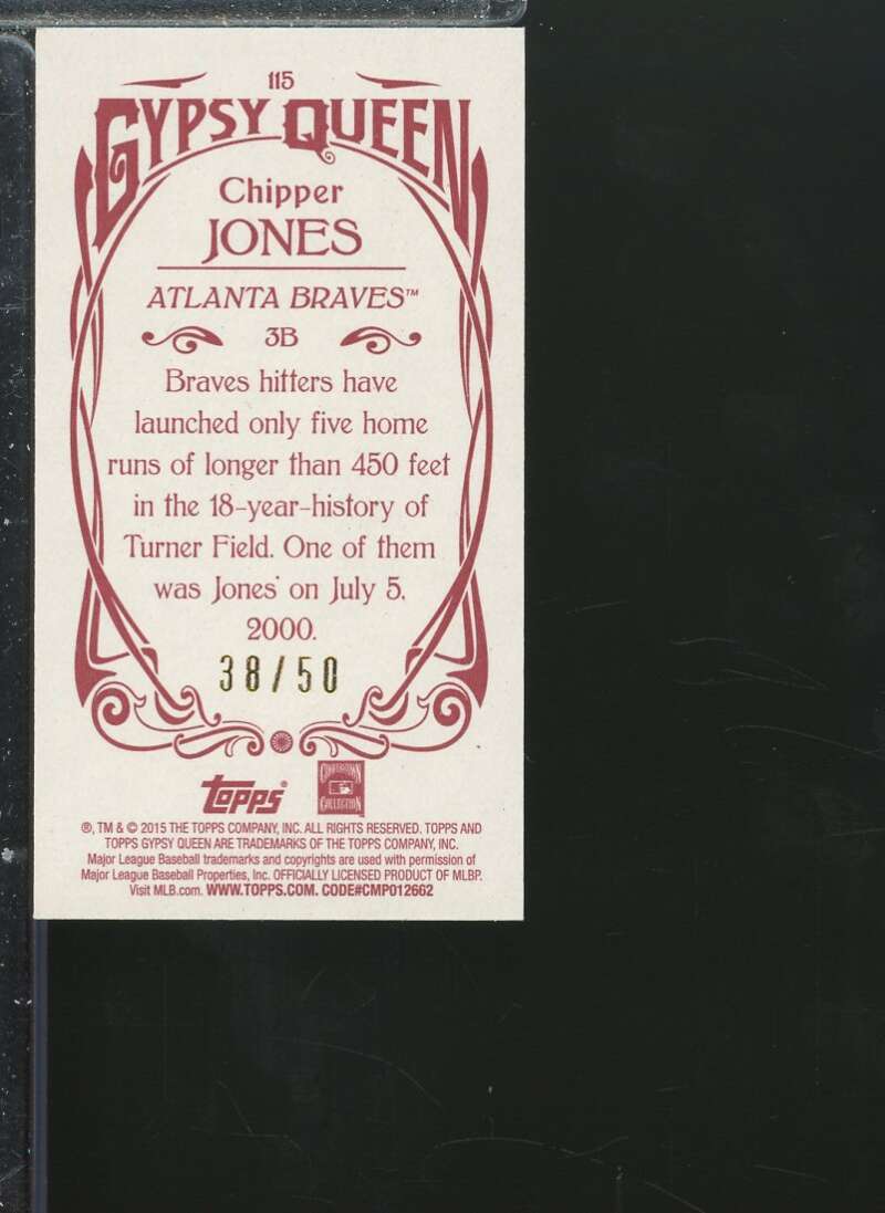 Chipper Jones Card 2015 Topps Gypsy Queen Mini Red (38/50) #115  Image 2