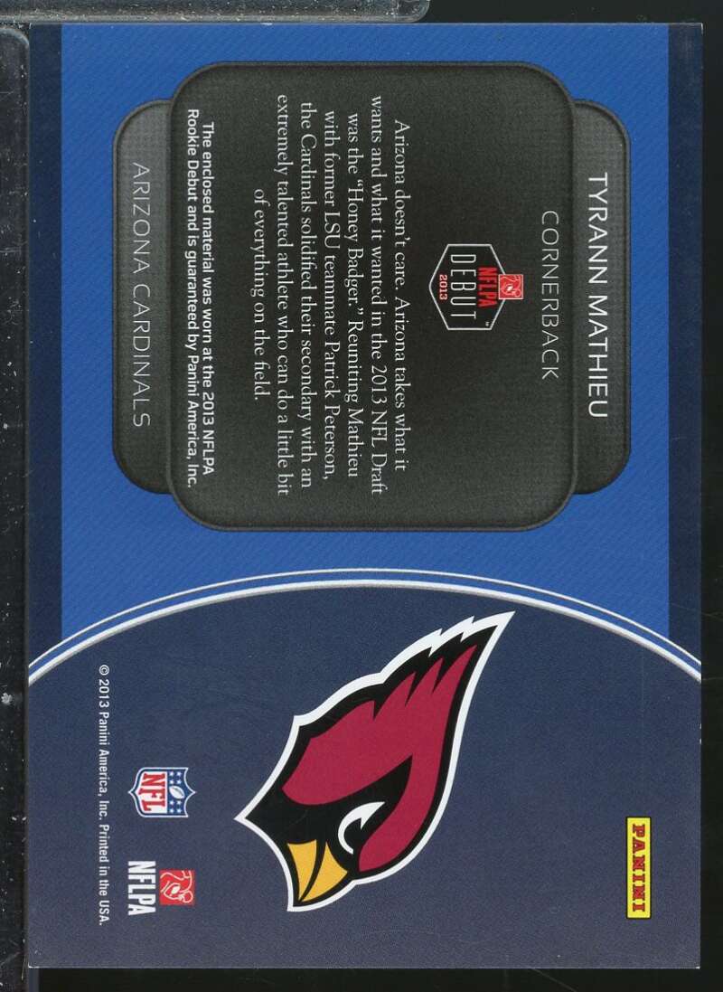 Tyrann Mathieu Card 2013 Panini Father's Day Rookie Debut Materials #TM  Image 2