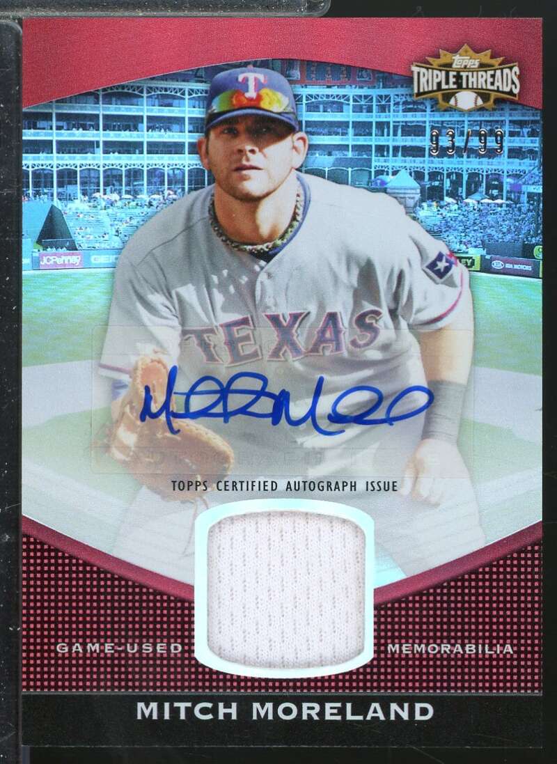 Mitch Moreland Card 2011 Topps Triple Threads Unity Relic Autographs #TTUAR68  Image 1