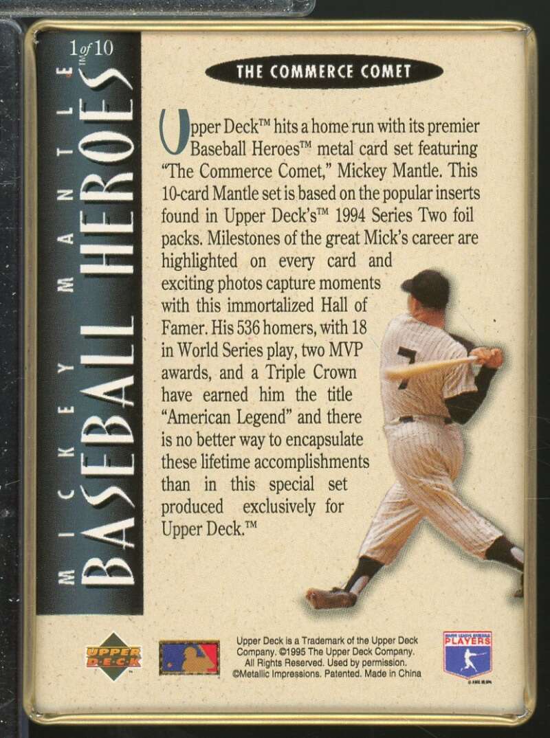 Mickey Mantle/The Commerce Comet 1995 Upper Deck Mantle Metallic Impressions #1  Image 2