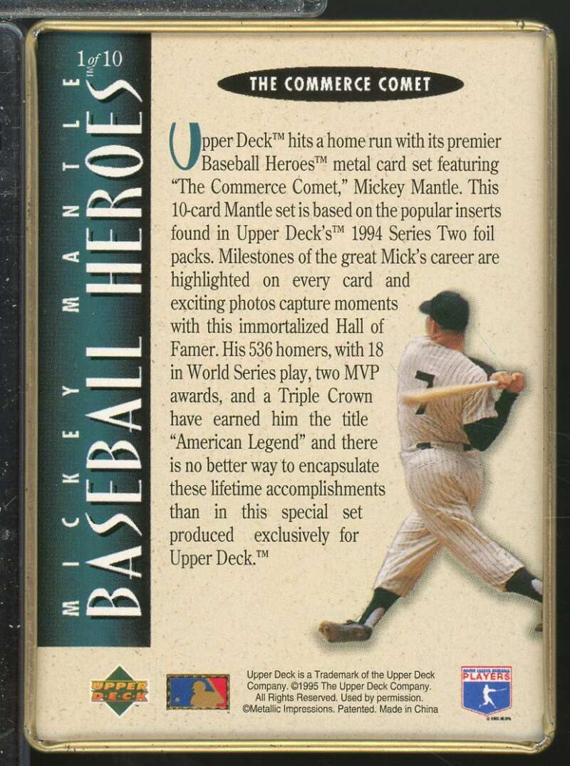 Mickey Mantle/The Commerce Comet 1995 Upper Deck Mantle Metallic Impressions #1  Image 2