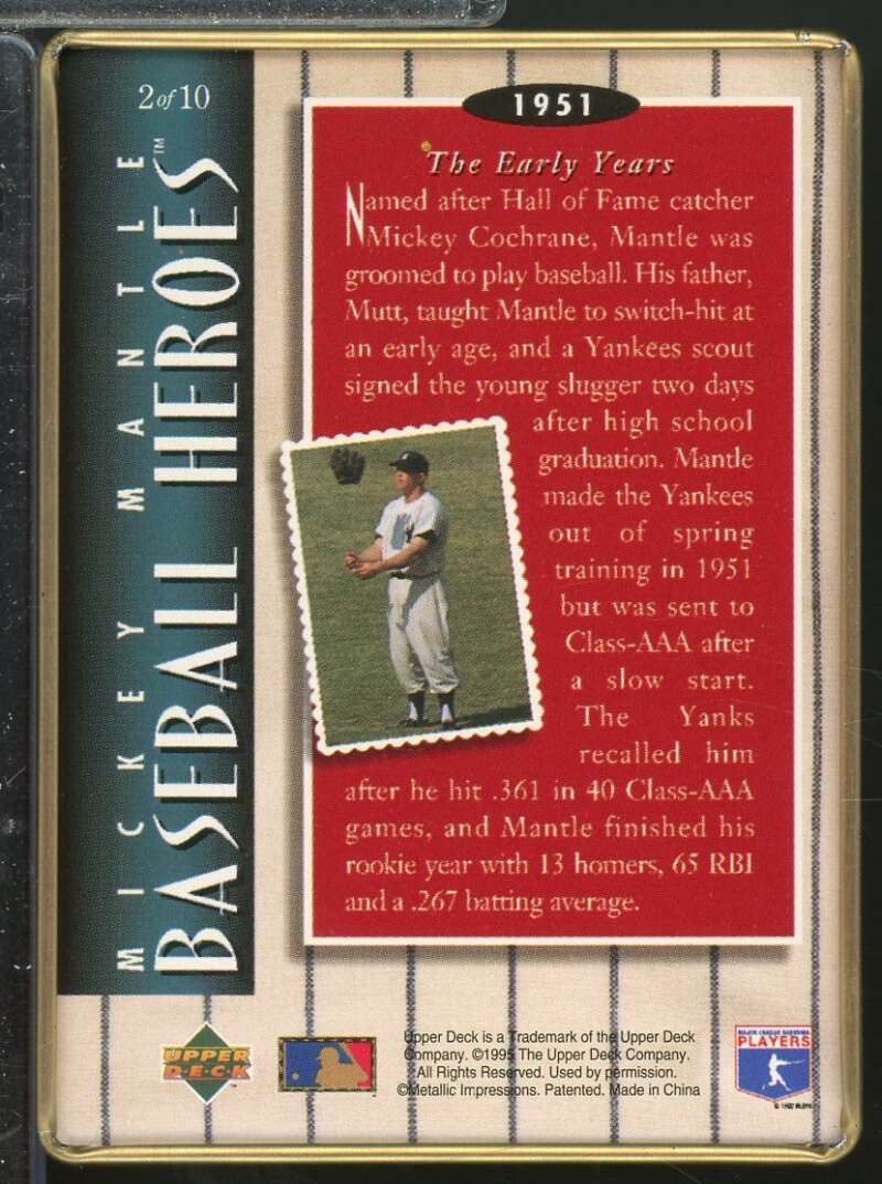 Mickey Mantle /1951 The Early Years 1995 Upper Deck Metallic Impressions #2  Image 2