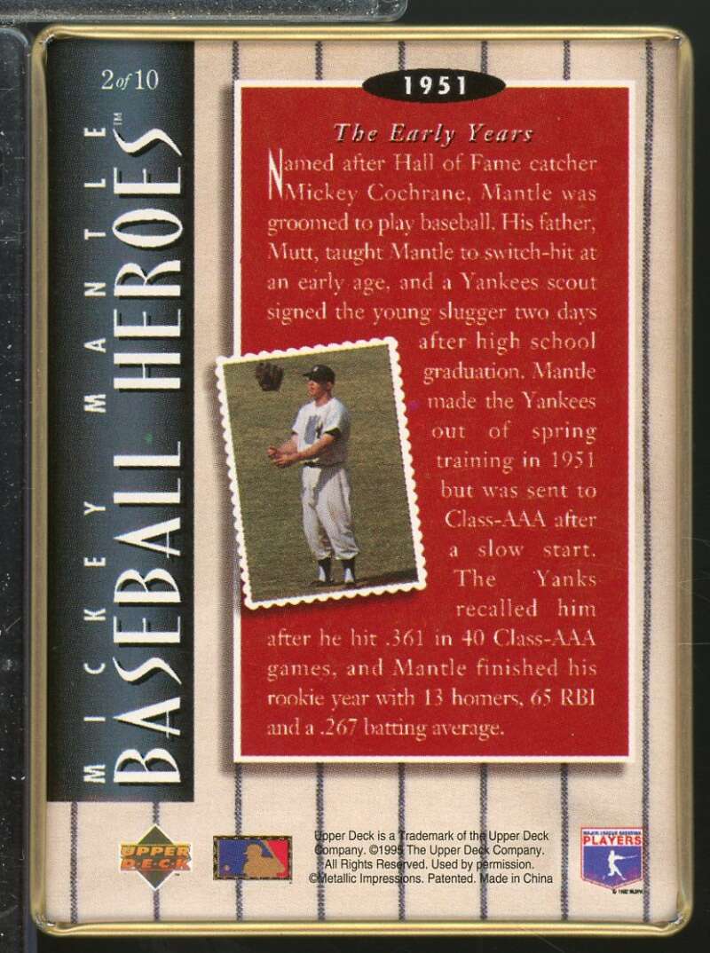 Mickey  Mantle /1951 The Early Years 1995 Upper Deck Metallic Impressions #2  Image 2