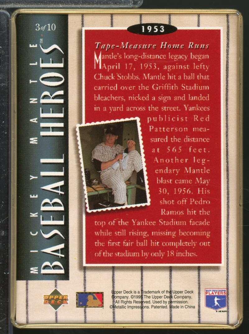 Mickey Mantle /1953 Tape-Measure Home Runs 1995 Upper Deck Metallic Impressions #3  Image 2
