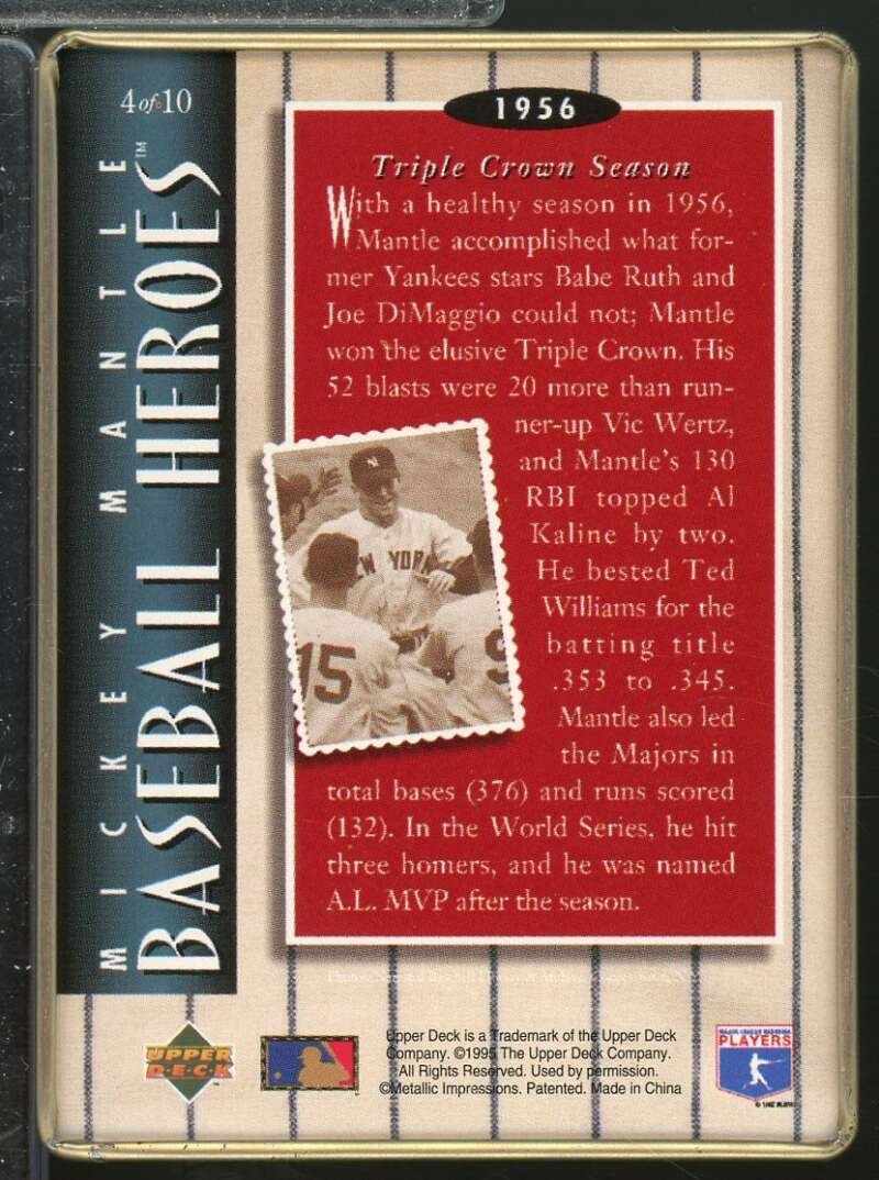 Mickey Mantle /1956 Triple Crown Season 1995 Upper Deck Metallic Impressions #4  Image 2