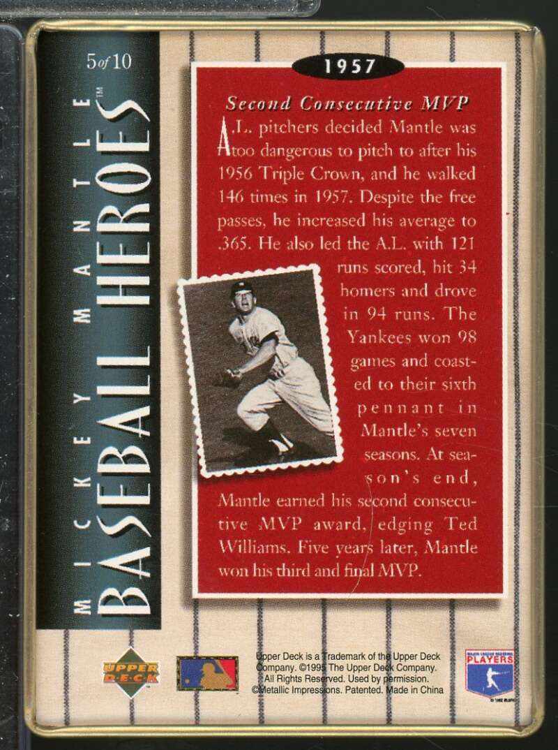 Mickey Mantle /1957 Second Consecutive MVP 1995 Upper Deck Metallic Impressions #5  Image 2