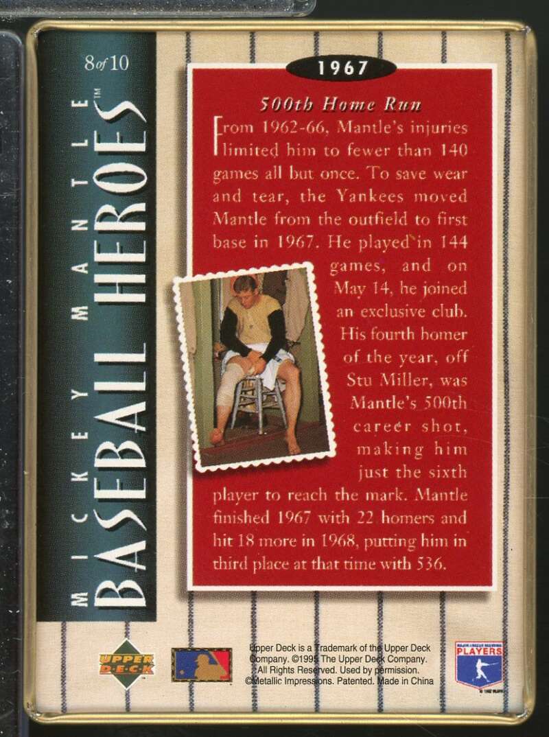 Mickey Mantle /1967 500th Home Run 1995 Upper Deck Metallic Impressions #8  Image 2