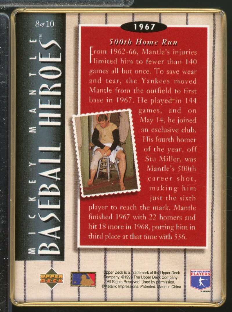 Mickey Mantle /1967 500th Home Run 1995 Upper Deck Metallic Impressions #8  Image 2