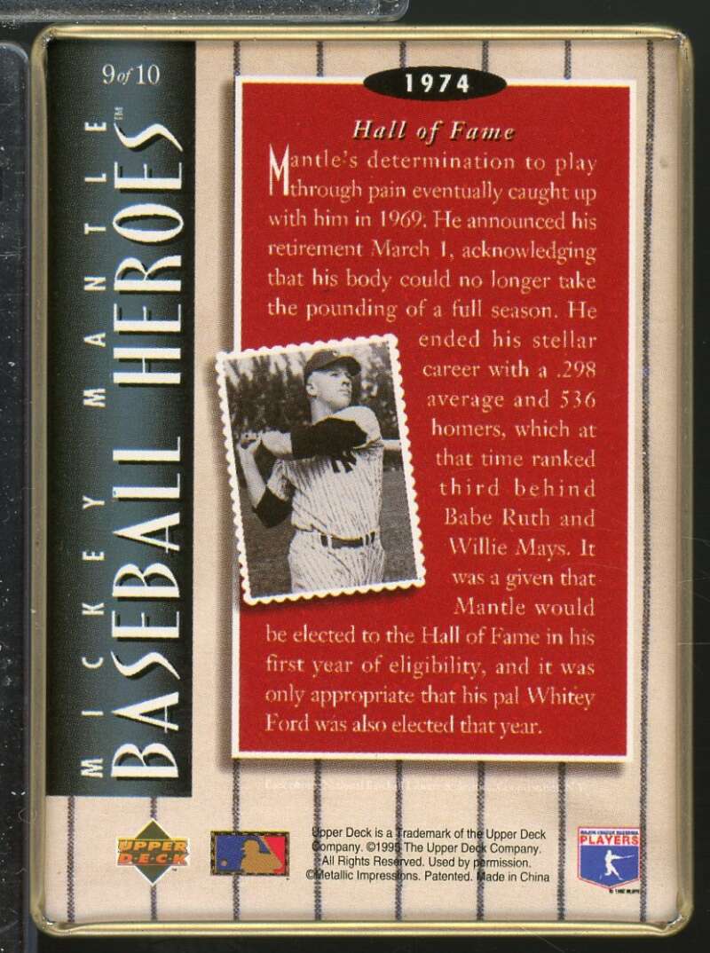 Mickey Mantle /1974 Hall of Fame 1995 Upper Deck Mantle Metallic Impressions #9  Image 2