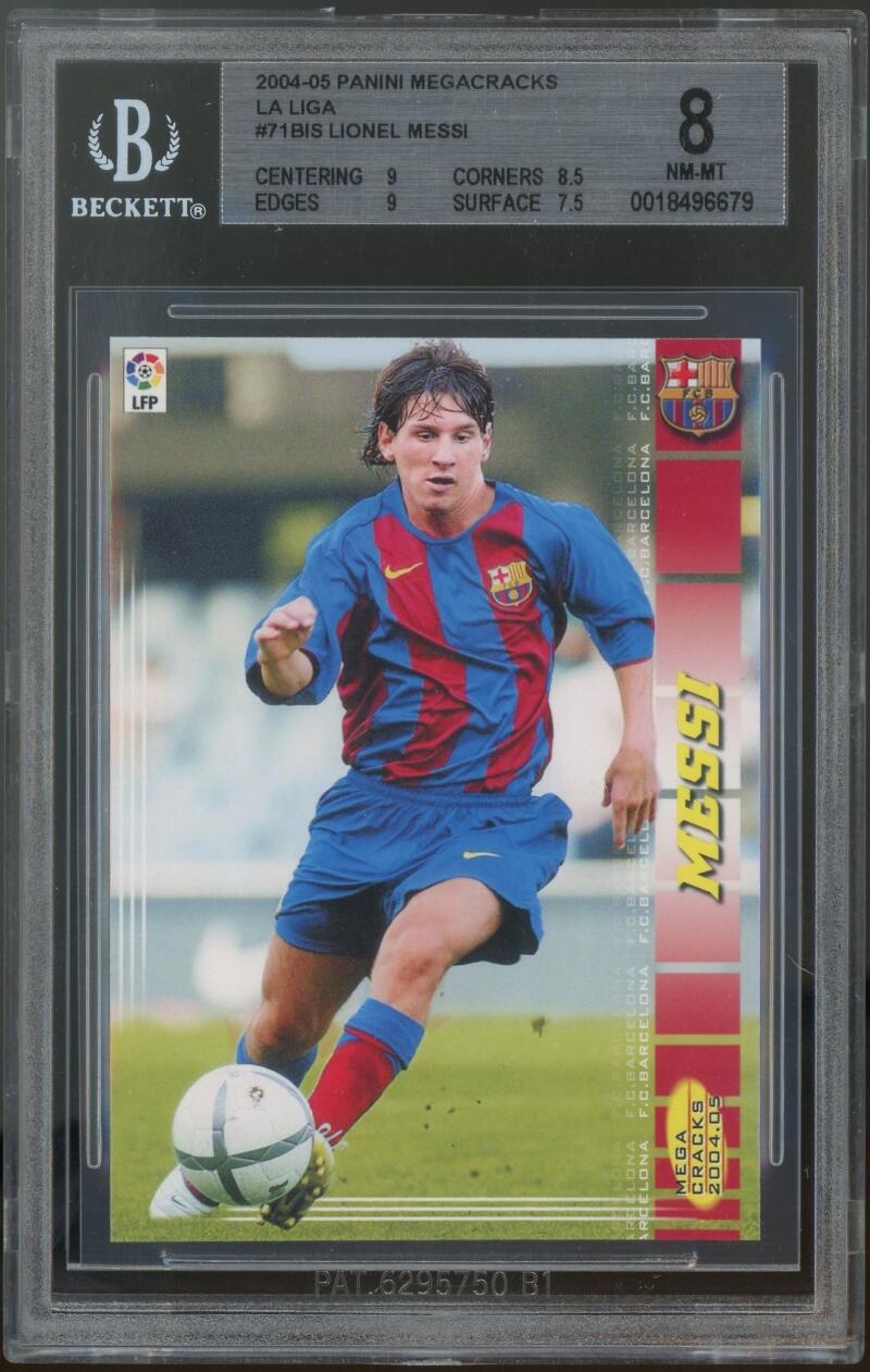 Lionel Messi Rookie Card 2004-05 Panini Megacracks La Liga #71BIS BGS 8 Image 1