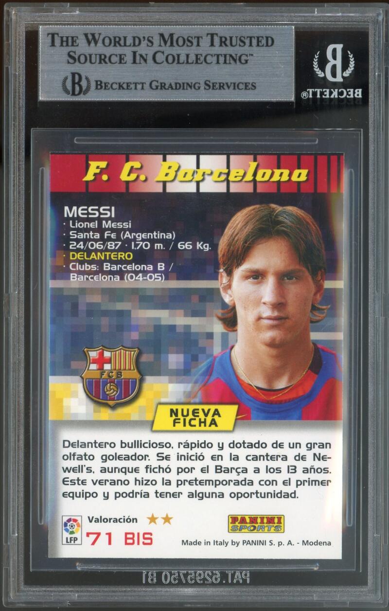 Lionel Messi Rookie Card 2004-05 Panini Megacracks La Liga #71BIS BGS 8 Image 2
