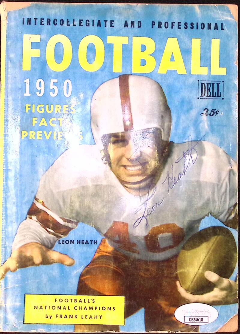 Leon Heath Sooners Signed Autographed Football Magazine 1950 JSA Authentic Image 1