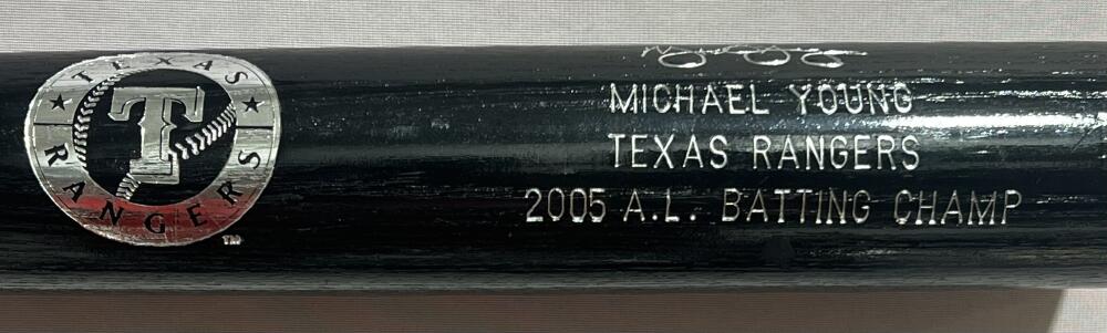 Texas Rangers Michael Young 05 A.L. Batting Champ Baseball Bat  SGA Image 3