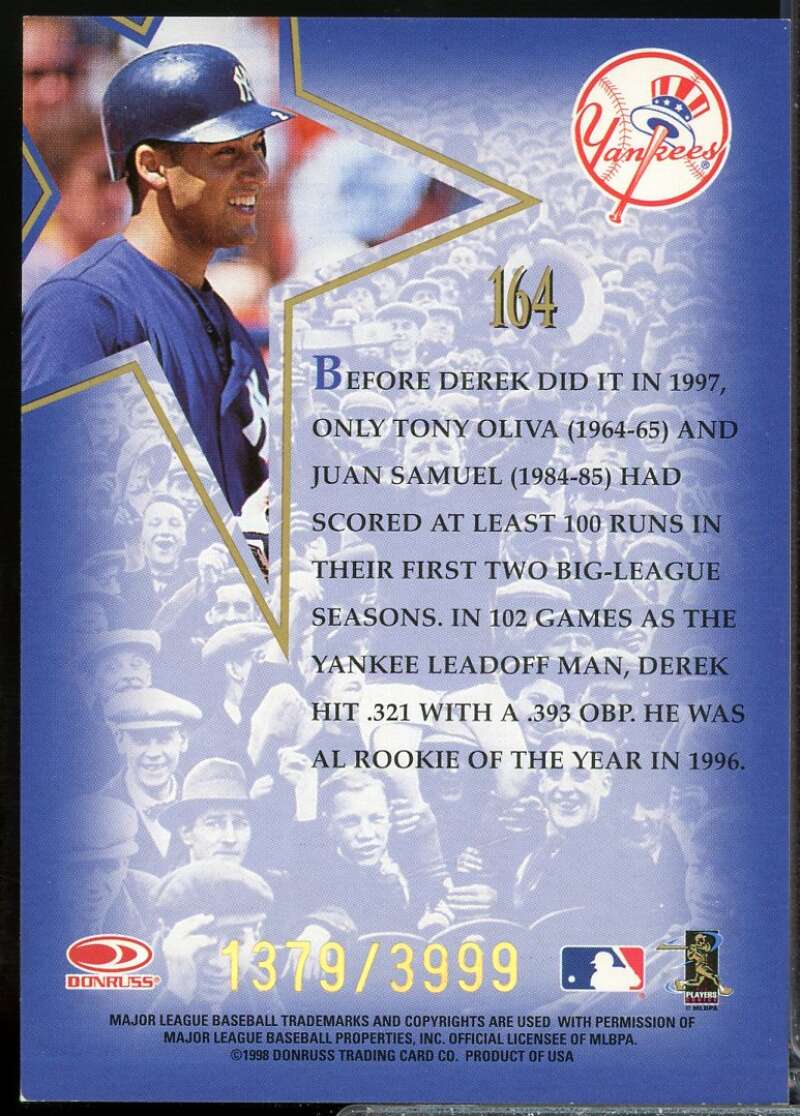 Derek Jeter GLS Card 1998 Leaf Fractal Foundations #164  Image 2