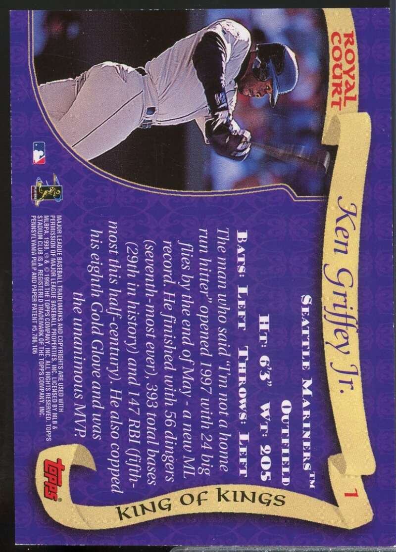 Ken Griffey Jr. Card 1998 Stadium Club Royal Court #RC1  Image 2