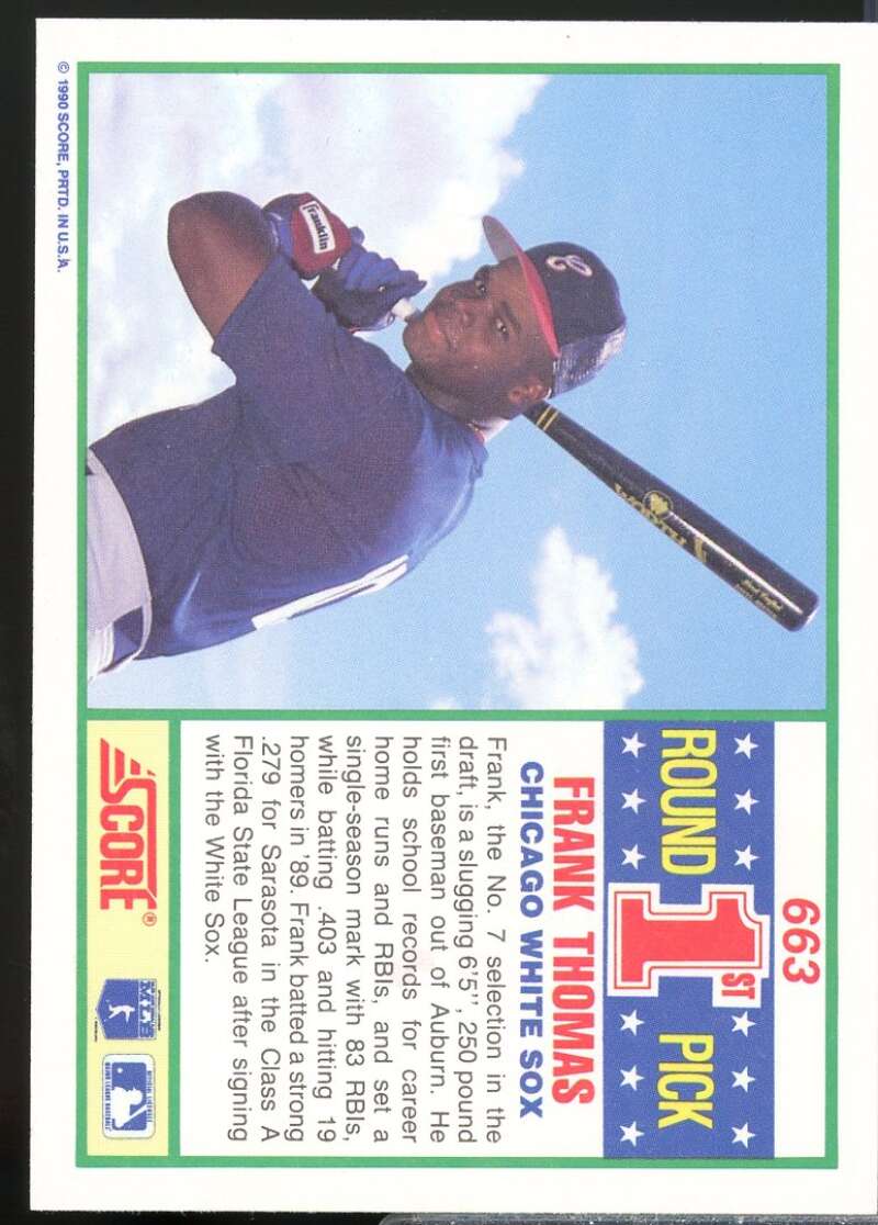 Frank Thomas Rookie Card 1990 Score #663  Image 2