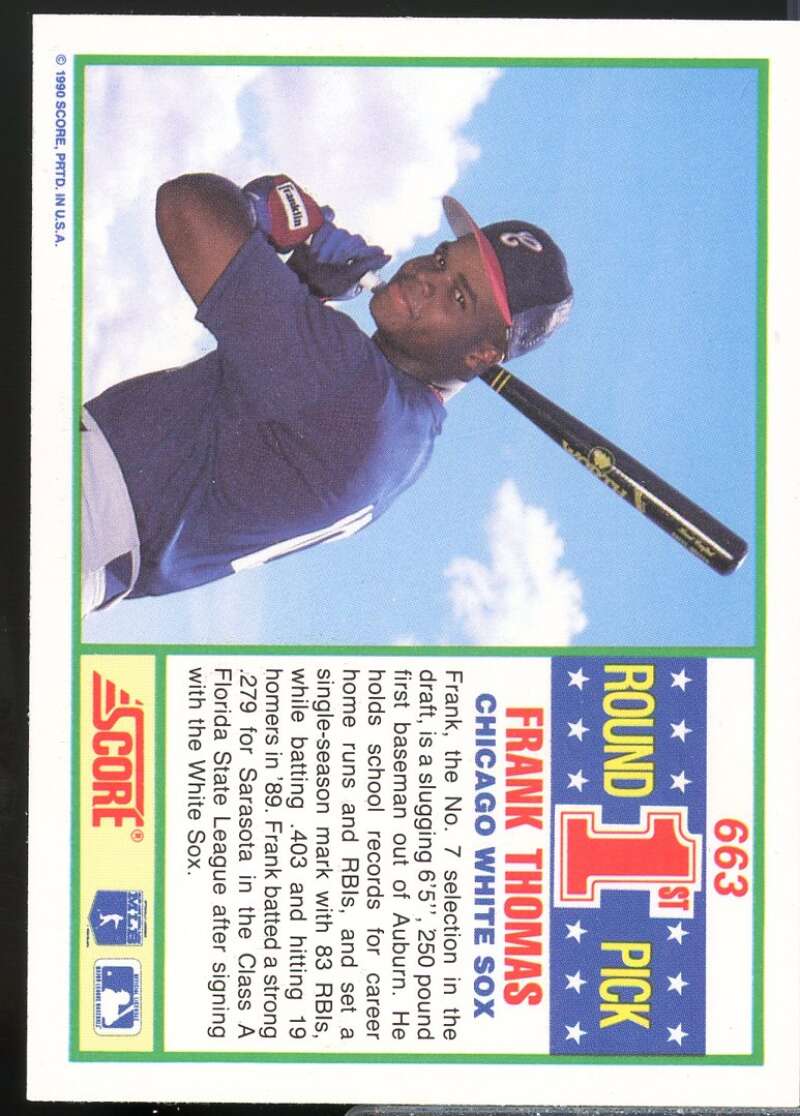 Frank Thomas Rookie Card 1990 Score #663  Image 2