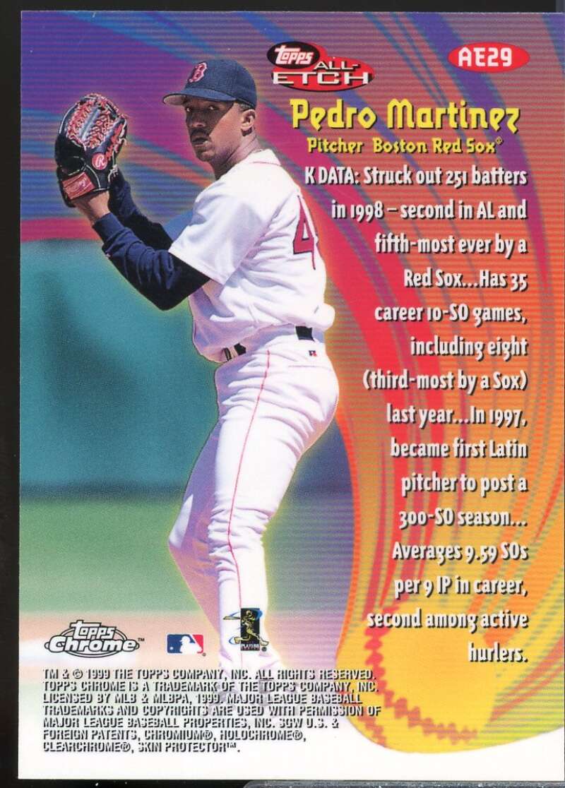 Pedro Martinez Card 1999 Topps Chrome All-Etch #AE29  Image 2