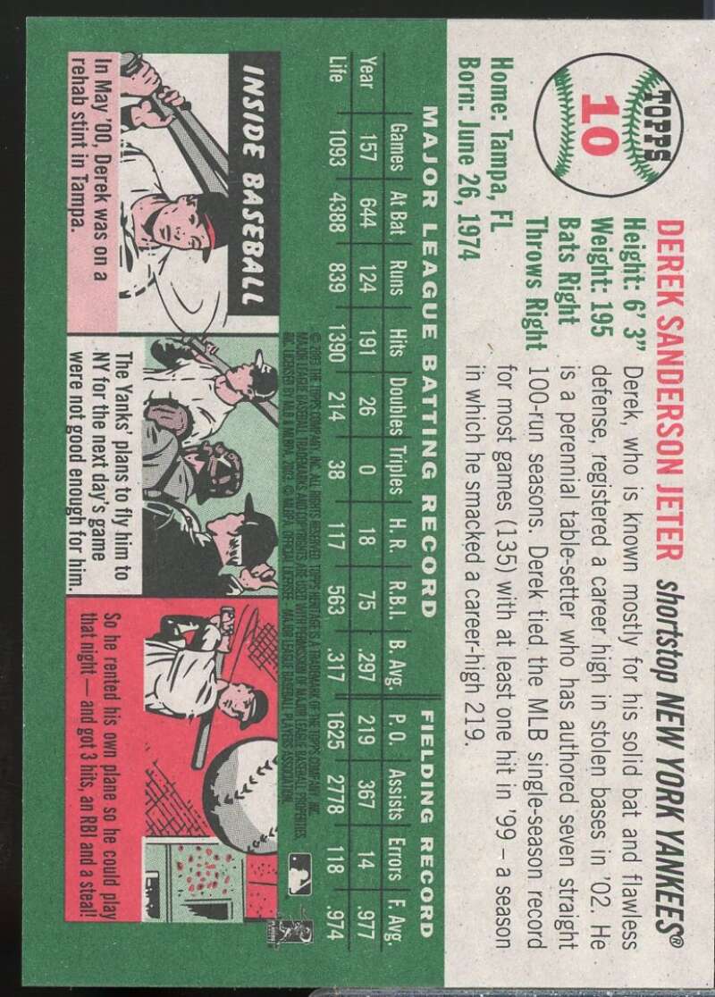 Derek Jeter New Logo Card 2003 Topps Heritage #10A  Image 2