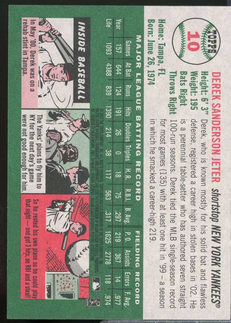 Derek Jeter New Logo Card 2003 Topps Heritage #10A  Image 2