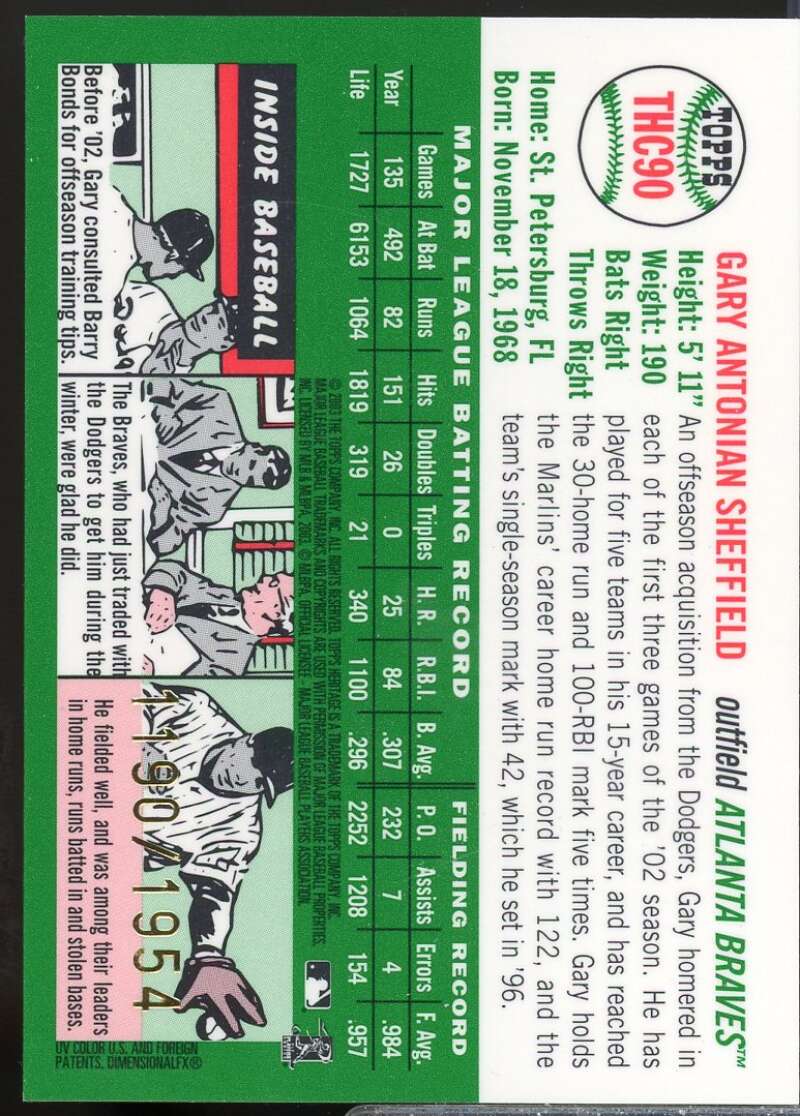 Gary Sheffield Card 2003 Topps Heritage Chrome #THC90  Image 2