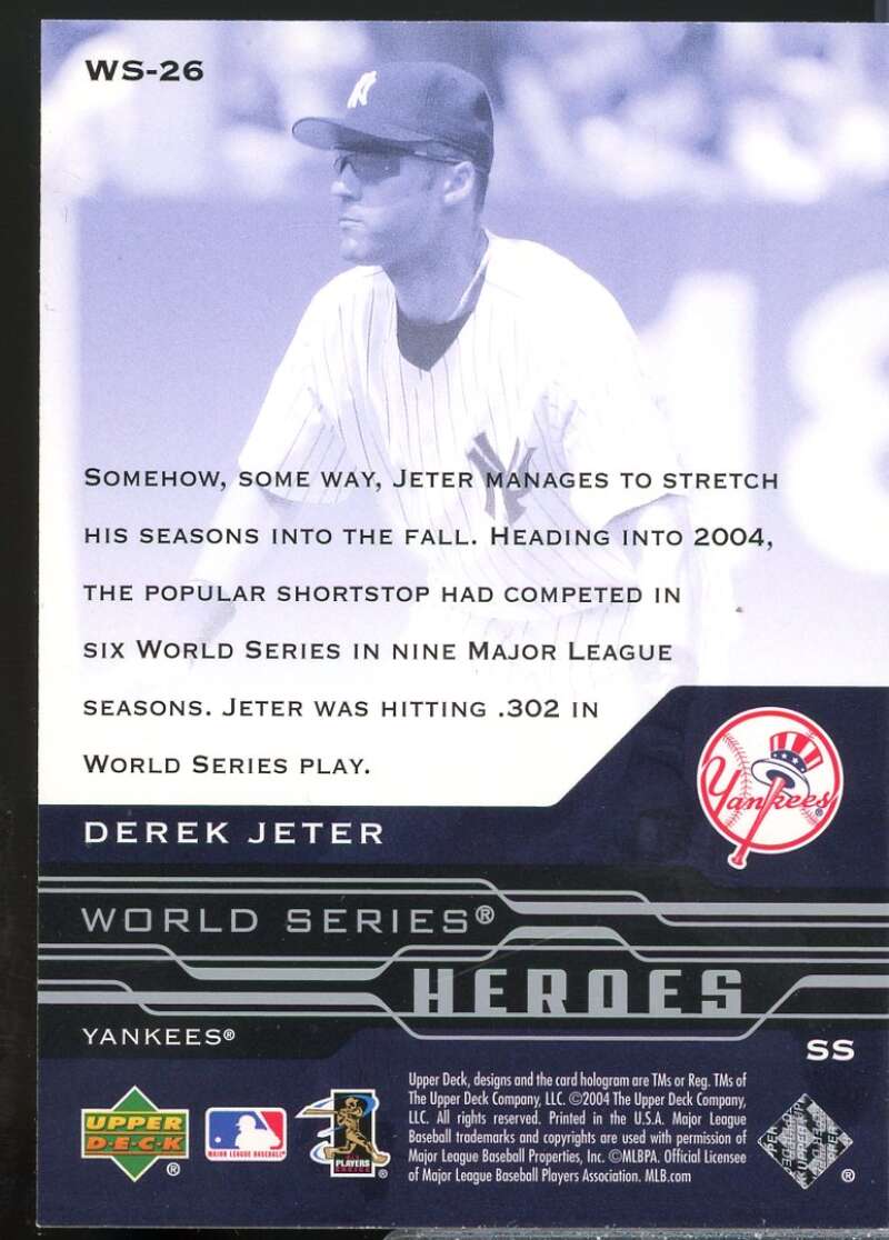 Derek Jeter Card 2005 Upper Deck World Series Heroes #26  Image 2