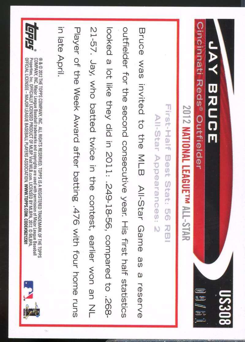 Jay Bruce Card 2012 Topps Update Black #US308  Image 2