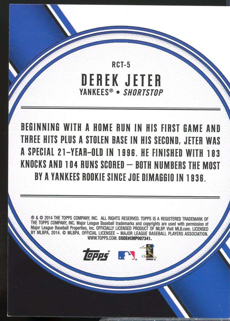 Derek Jeter Card 2014 Topps All Rookie Cup #RCT5  Image 2