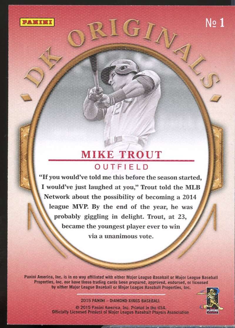 Mike Trout Card 2015 Diamond Kings DK Originals #1  Image 2