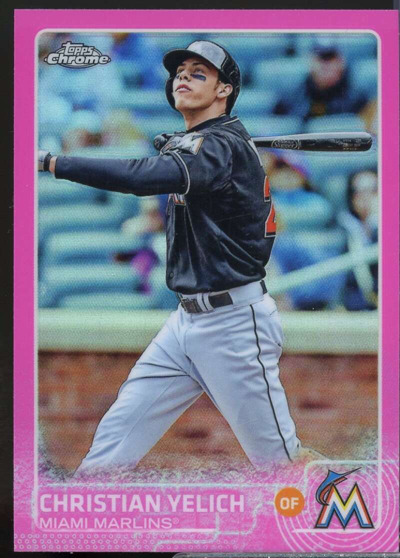Christian Yelich Card 2015 Topps Chrome Pink Refractors #48  Image 1