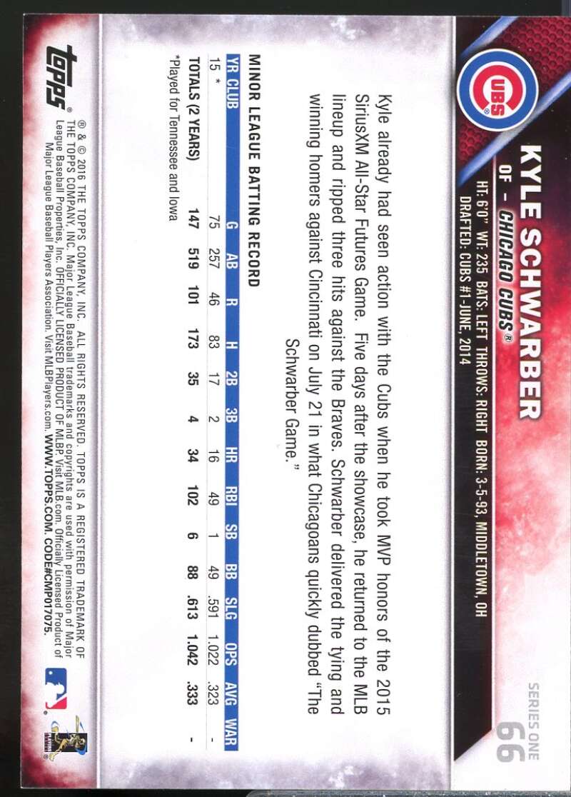 Kyle Schwarber Rookie Card 2016 Topps 65th Anniversary #66  Image 2