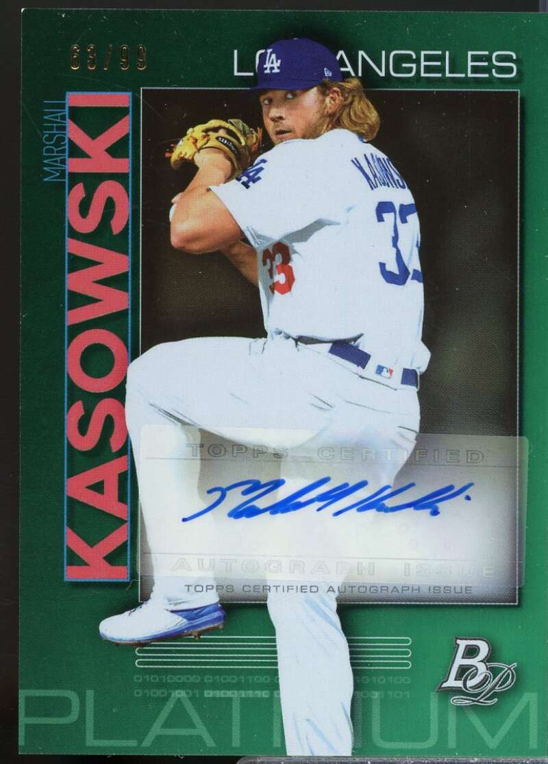 Marshall Kasowski 2020 Bowman Platinum Top Prospect Autographs Green #TOP96  Image 1