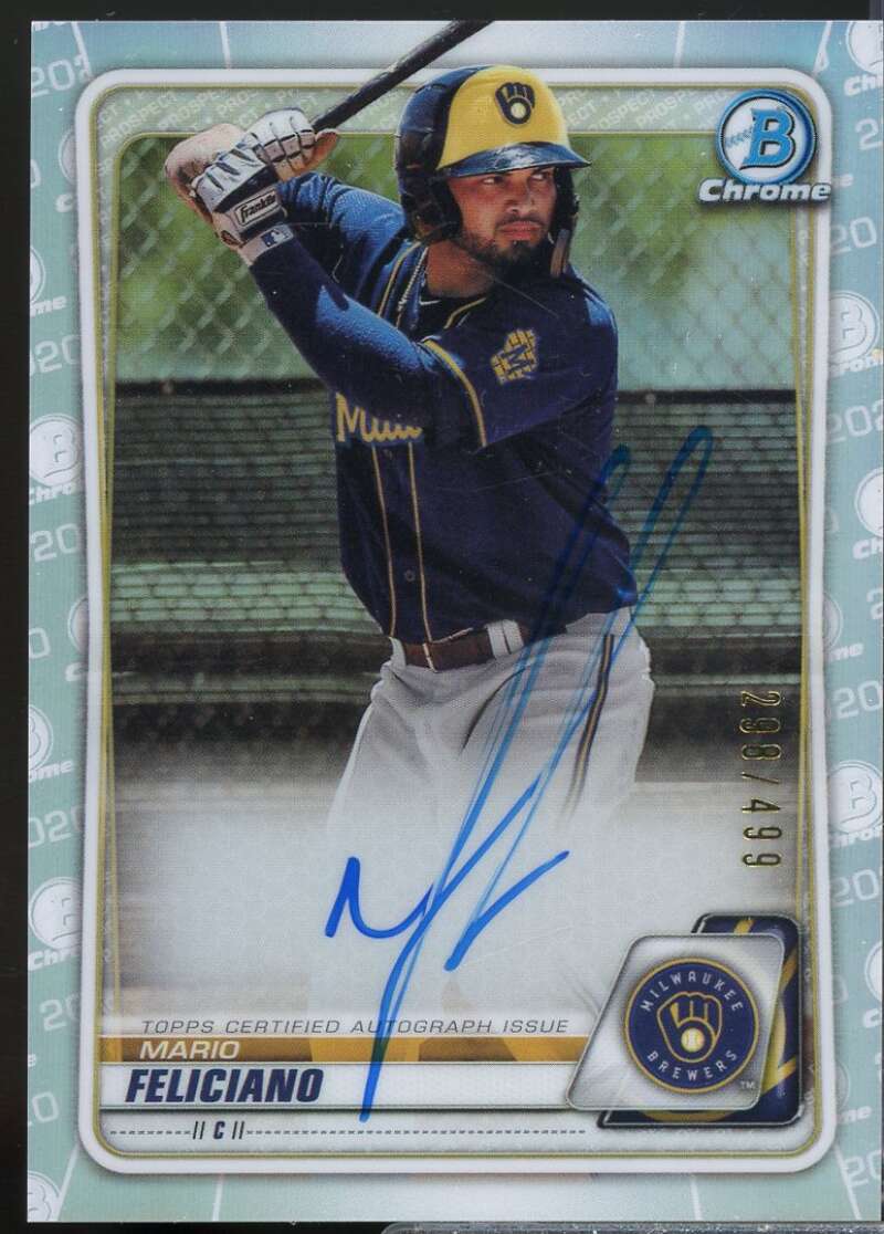Mario Feliciano Card 2020 Bowman Chrome Prospect Autographs Refractors #CPAMF  Image 1