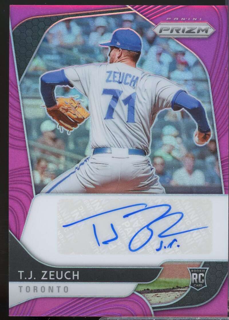 T.J. Zeuch/ Card 2020 Panini Prizm Rookie Autographs Prizms Purple #12  Image 1