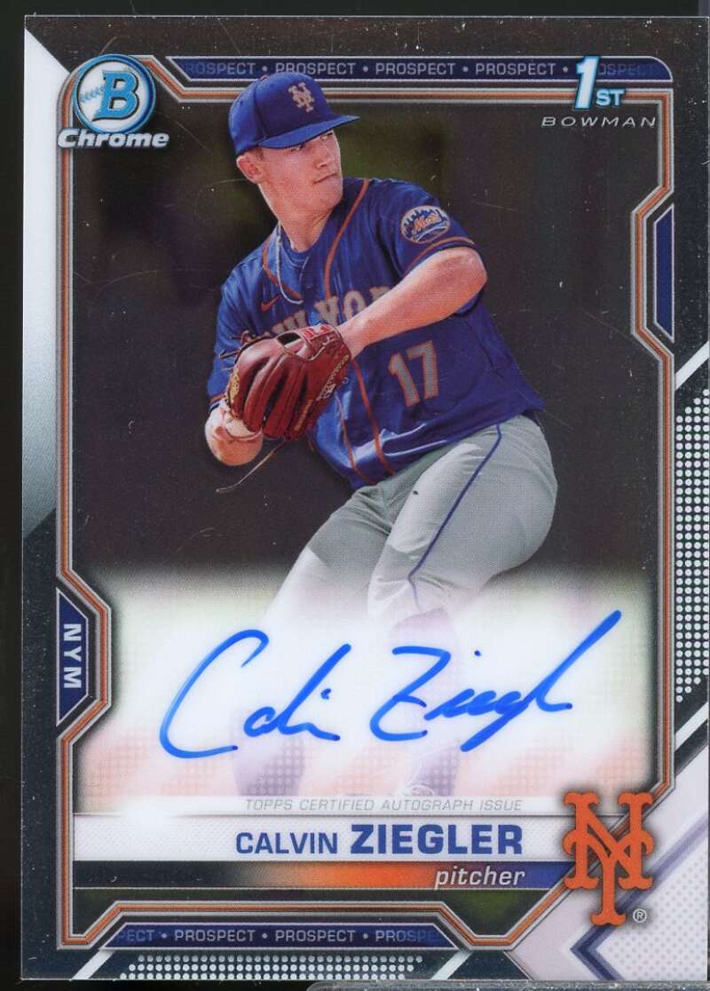 Calvin Ziegler Card 2021 Bowman Chrome Draft Autographs #CDACZ  Image 1