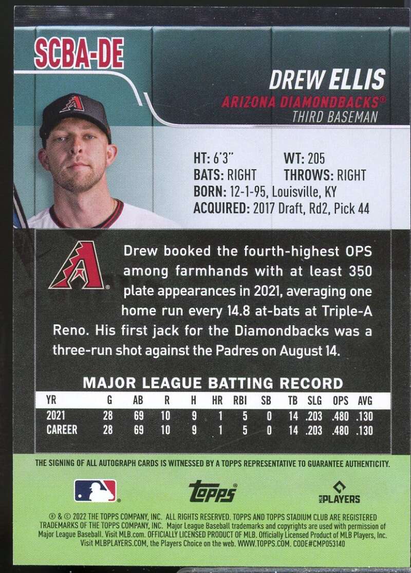 Drew Ellis Card 2022 Stadium Club Autographs #SCBADE  Image 2