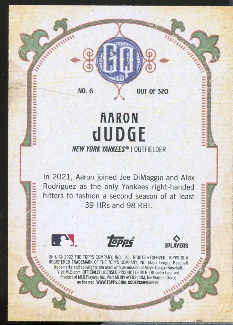 Aaron Judge Card 2022 Topps Gypsy Queen #6  Image 2