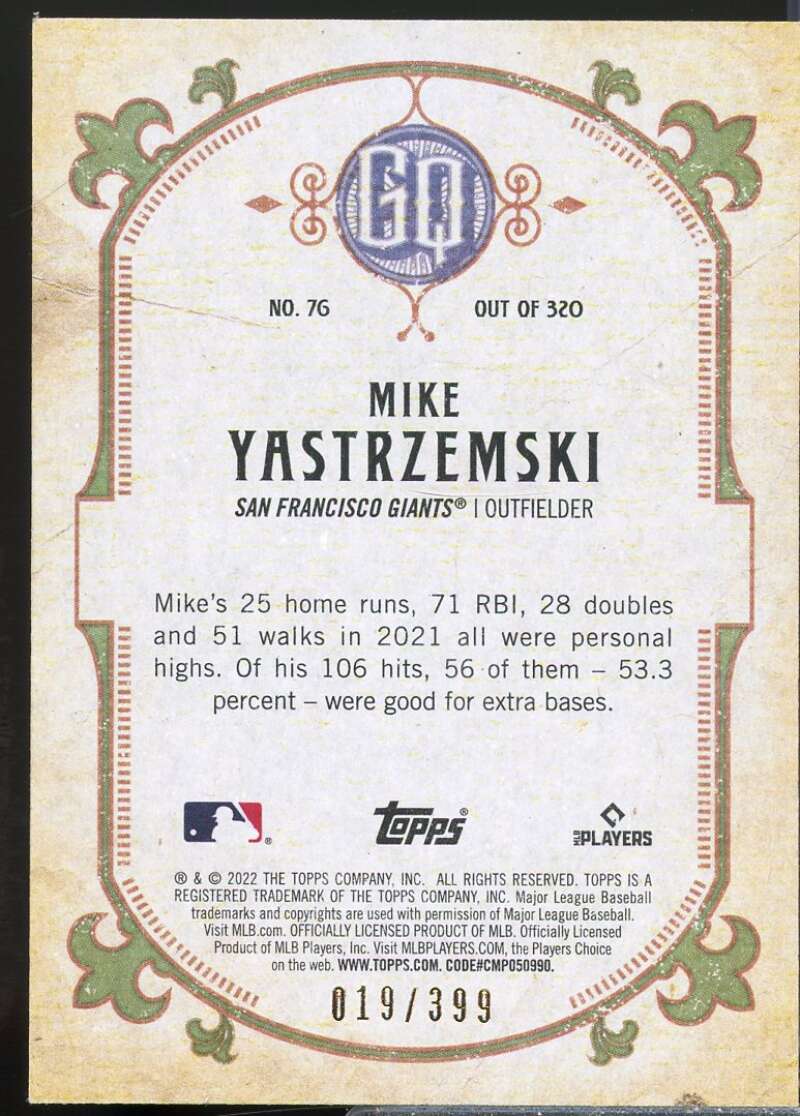 Mike Yastrzemski Card 2022 Topps Gypsy Queen Burnt Umber #76  Image 2