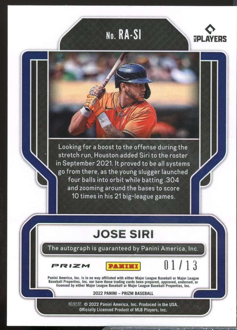 Jose Siri 2022 Panini Prizm Rookie Autographs Prizms Teal Donut Circles #52  Image 2