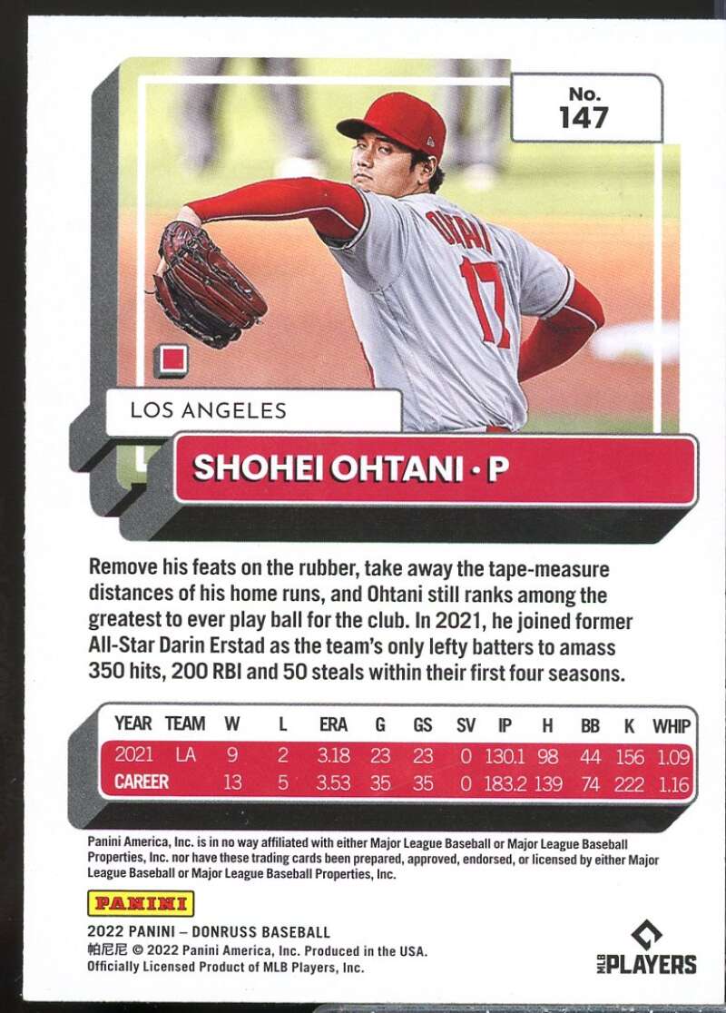 Shohei Ohtani Card 2022 Donruss #147  Image 2