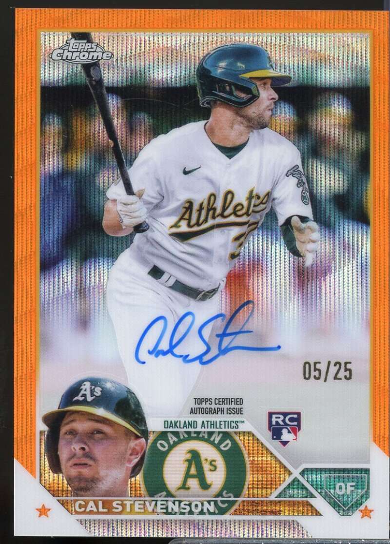 Cal Stevenson 2023 Topps Chrome Rookie Autographs Orange Wave Refractors #RACST  Image 1
